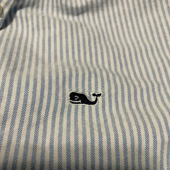 Vineyard Vines button down Shirt Youth L Striped Long Sleeved Whale Logo Blue - Picture 3 of 10
